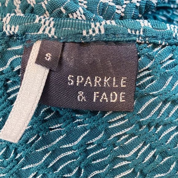 Urban Outfitters | Sparkle & Fade Turquoise Cut-Out Fit & Flare Dress - Sz Small - Picture 4 of 4